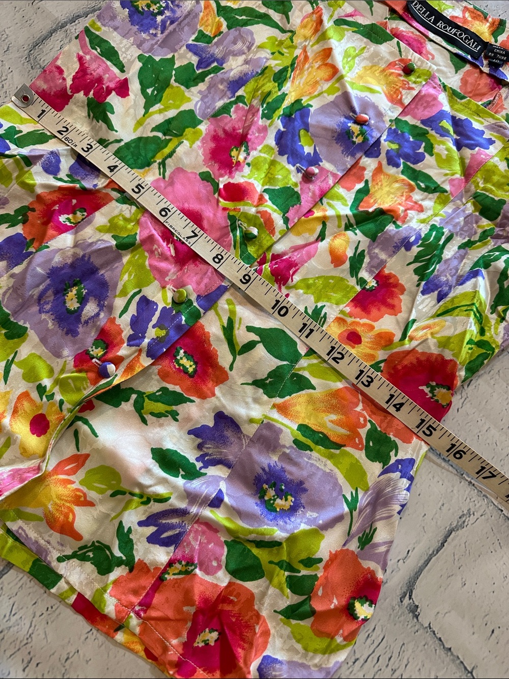 Vintage Della Roufogali Watercolor Floral Puff-Sleeve 2-piece Midi Dress - Picture 10 of 16